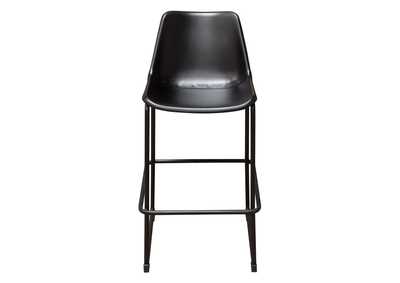Image for Camden Bar Height Chair in Genuine Black Leather w/ Black Powder Coat Base by Diamond Sofa
