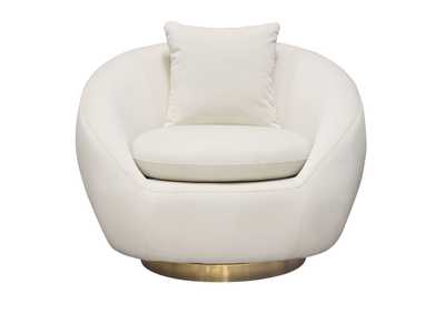 Image for Celine Swivel Accent Chair in Light Cream Velvet w/ Brushed Gold Accent Band by Diamond Sofa