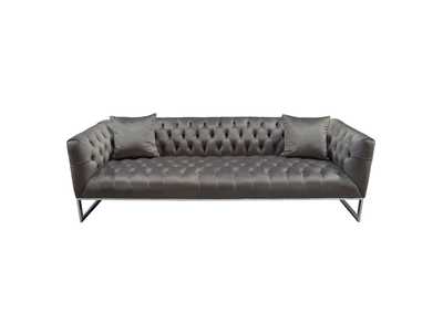 Image for Crawford Tufted Sofa in Dusk Grey Velvet w/ Polished Metal Leg & Trim by Diamond Sofa