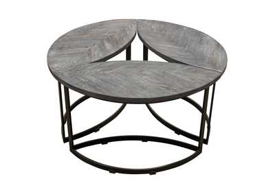 Image for Dalia 3PC Cocktail Table Set w/ Solid Sheesham Wood Top in Grey Finish & Iron Base by Diamond Sofa