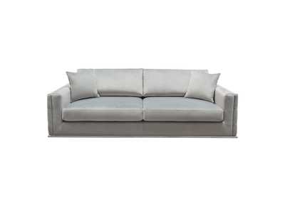 Image for Envy Sofa in Platinum Grey Velvet with Tufted Outside Detail and Silver Metal Trim by Diamond Sofa