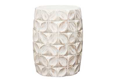 Image for Fig Solid Mango Wood Accent Table in Distressed White Finish w/ Leaf Motif by Diamond Sofa