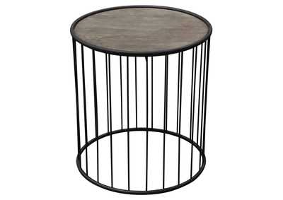 Image for Gibson 22" Round End Table with Grey Oak Finished Top and Metal Base by Diamond Sofa