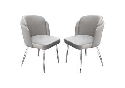 Image for Grace Set of (2) Dining Chairs in Grey Velvet w/ Chrome Legs by Diamond Sofa