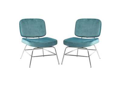 Image for Hanna Set of (2) Accent Chairs in French Blue Velvet with Chrome Legs by Diamond Sofa