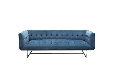 Image for Hollywood Tufted Sofa in Royal Blue Velvet with Metal Leg by Diamond Sofa