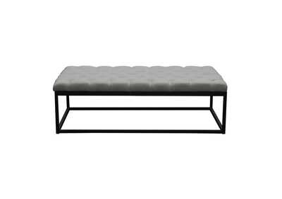 Image for Mateo Black Powder Coat Metal Large Linen Tufted Bench by Diamond Sofa - Grey