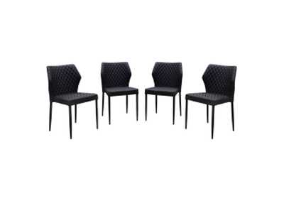 Image for Milo 4-Pack Dining Chairs in Black Diamond Tufted Leatherette with Black Powder Coat Legs by Diamond Sofa