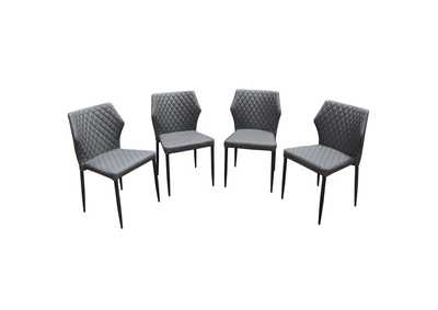 Image for Milo 4-Pack Dining Chairs in Grey Diamond Tufted Leatherette with Black Powder Coat Legs by Diamond Sofa