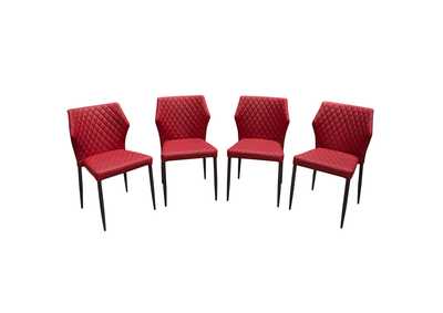 Image for Milo 4-Pack Dining Chairs in Red Diamond Tufted Leatherette with Black Powder Coat Legs by Diamond Sofa