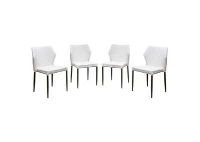 Image for Milo 4-Pack Dining Chairs in White Diamond Tufted Leatherette with Black Powder Coat Legs by Diamond Sofa