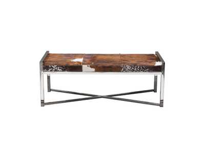 Image for Mystique Brown/White Hair on Hide Bench w/ Polished Stainless Steel Frame by Diamond Sofa