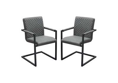 Image for Nolan Dining Chairs [Set of 2] in Charcoal Diamond Tufted Leatherette on Charcoal Powder Coat Frame by Diamond Sofa