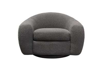 Image for Pascal Swivel Chair in Charcoal Boucle Textured Fabric w/ Contoured Arms & Back by Diamond Sofa