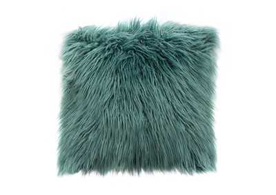 Image for 18" Square Accent Pillow by Diamond Sofa in Teal Dual-Sided Faux Fur