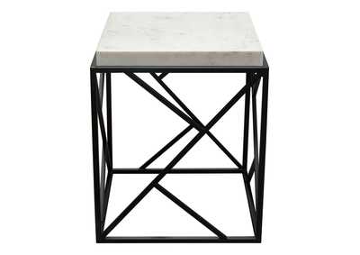 Image for Plymouth Square Accent Table w/ Genuine Grey Marble Top & Black Metal Base by Diamond Sofa