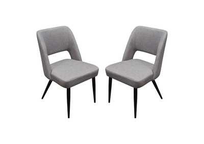 Image for Set of (2) Reveal Dining Chairs in Grey Fabric w/ Black Powder Coat Metal Leg by Diamond Sofa