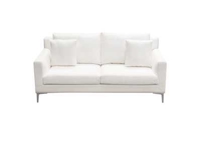 Image for Seattle Loose Back Loveseat in White Linen w/ Polished Silver Metal Leg by Diamond Sofa