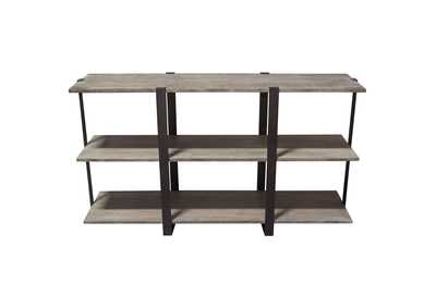 Sherman 59" 3-Tiered Shelf Unit in Grey Oak Finish with Iron Supports by Diamond Sofa