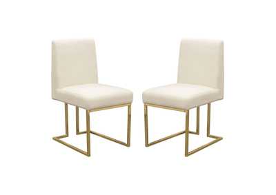 Image for Set of (2) Skyline Dining Chairs in Cream Fabric w/ Polished Gold Metal Frame by Diamond Sofa