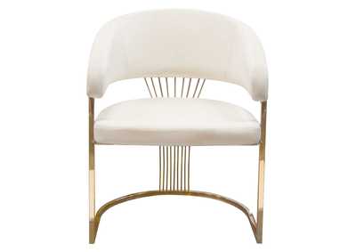 Image for Solstice Dining Chair in Cream Velvet w/ Polished Gold Metal Frame by Diamond Sofa