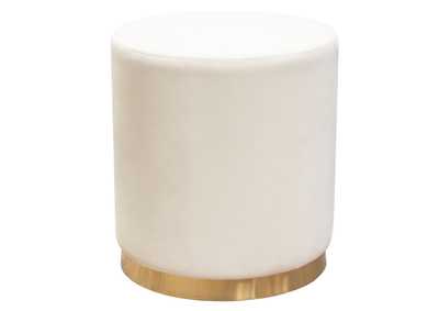Image for Sorbet Round Accent Ottoman in Cream Velvet w/ Gold Metal Band Accent by Diamond Sofa