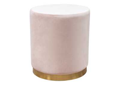 Image for Sorbet Round Accent Ottoman in Blush Pink Velvet w/ Gold Metal Band Accent by Diamond Sofa