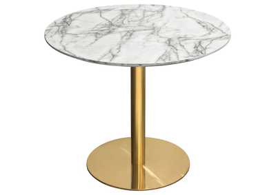 Image for Stella 36" Round Dining Table w/ Faux Marble Top and Brushed Gold Metal Base by Diamond Sofa