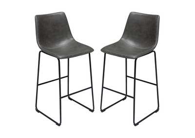 Image for Theo Set of (2) Bar Height Chairs in Weathered Grey Leatherette w/ Black Metal Base by Diamond Sofa
