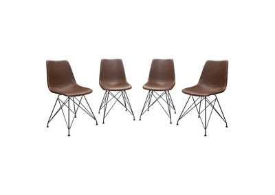 Image for Theo Set of (4) Dining Chairs in Chocolate Leatherette w/ Black Metal Base by Diamond Sofa