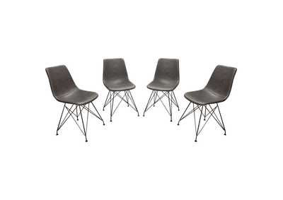 Image for Theo Set of (4) Dining Chairs in Weathered Grey Leatherette w/ Black Metal Base by Diamond Sofa