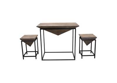 Image for Venue 3 Piece Counter Table w/ (2) Stools w/ Solid Mango Top in Walnut Grey Finish & Black Iron Base by Diamond Sofa