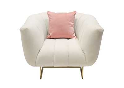 Image for Venus Cream Fabric Chair w/ Contrasting Pillows & Gold Finished Metal Base by Diamond Sofa