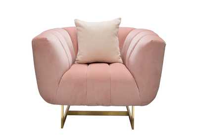 Image for Venus Chair in Blush Pink Velvet w/ Contrasting Pillows & Gold Finished Metal Base by Diamond Sofa