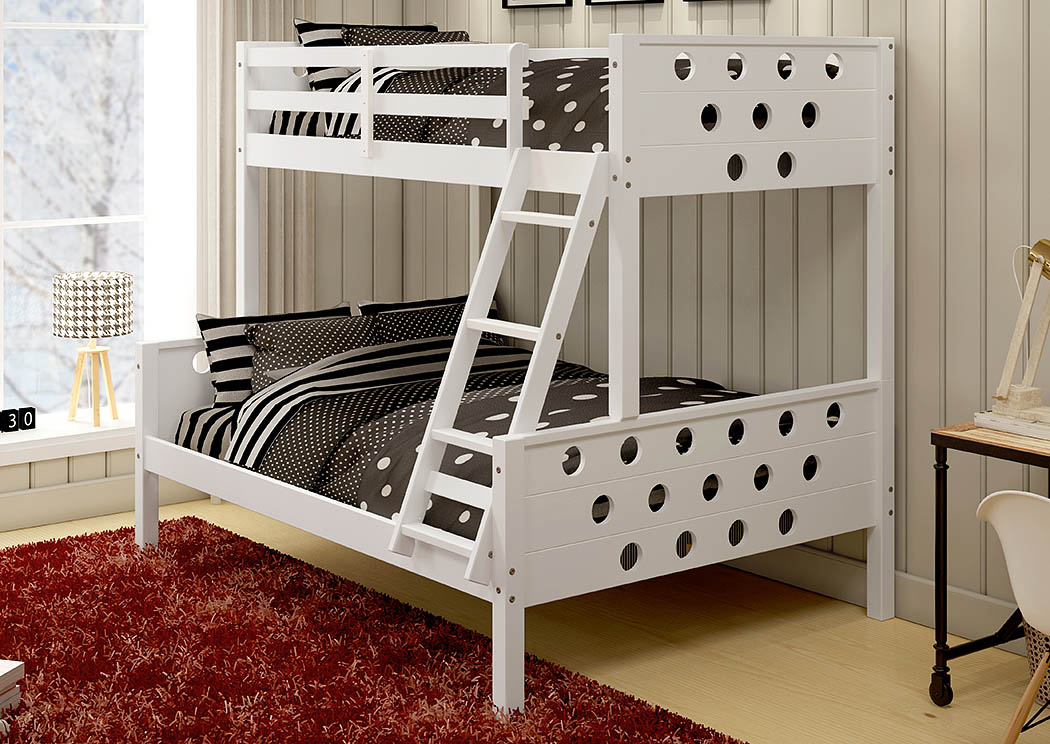Twin/Full White Circles Bunk Bed,Donco Kids