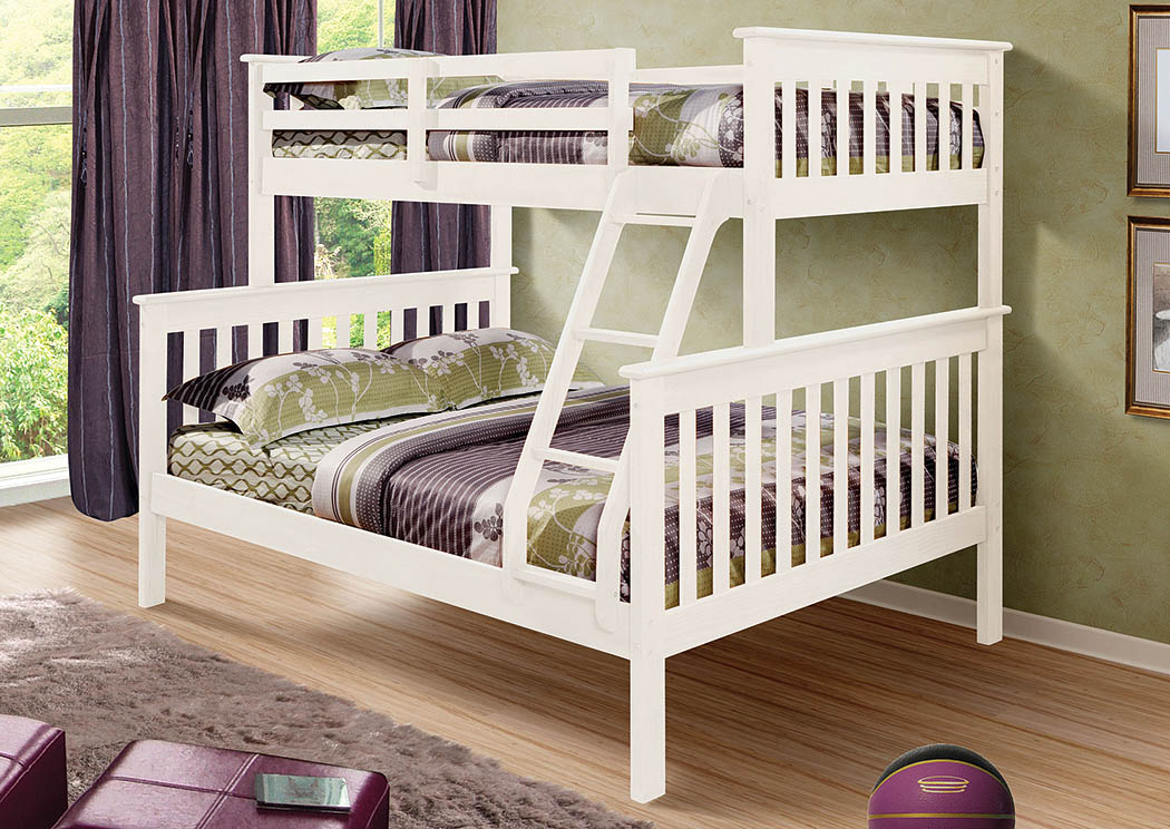 Twin/Full White Mission Bunk Bed w/Ladder,Donco Kids