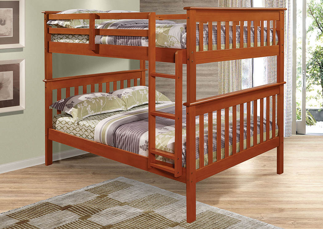 Full/Full Light Espresso Mission Bunk Bed w/Ladder,Donco Kids