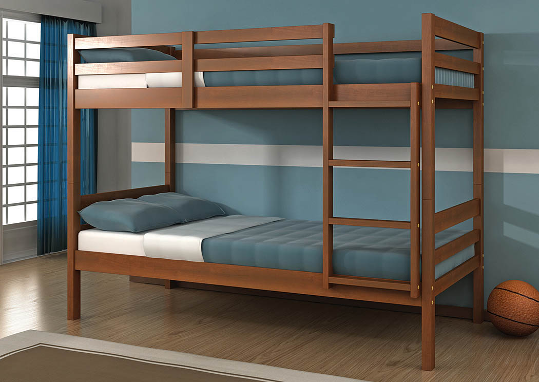 Econo Bunk Light Espresso Twin/Twin Bunk Bed w/Ladder,Donco Kids