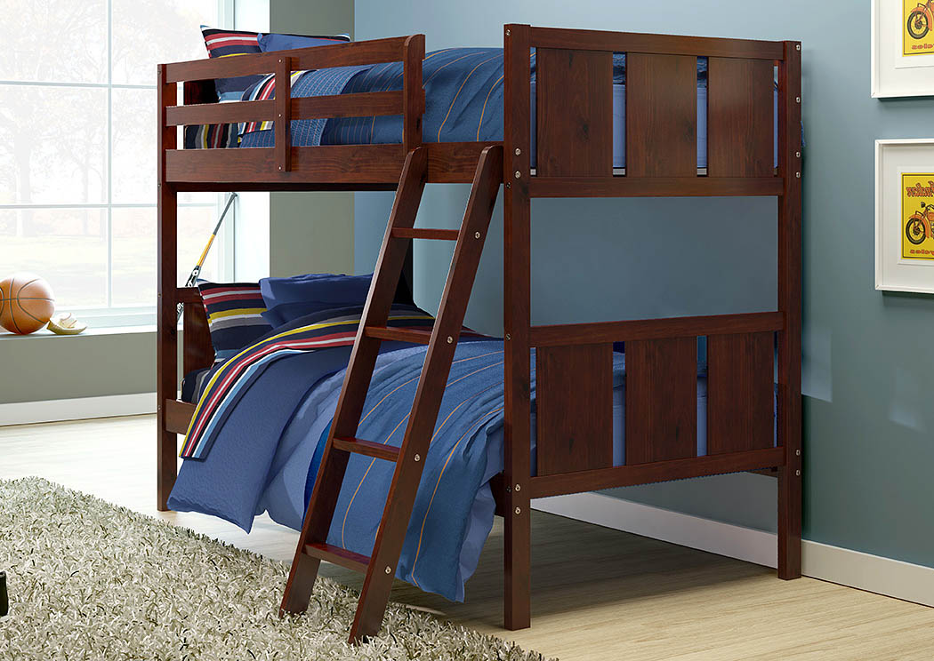 Portifino Dark Cappuccino Twin/Twin Bunk Bed,Donco Kids