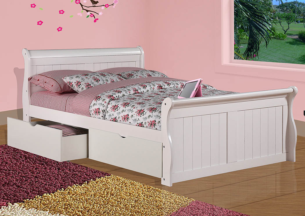 Full White Sleigh Bed,Donco Kids