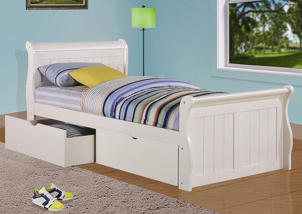 Twin White Sleigh Bed,Donco Kids