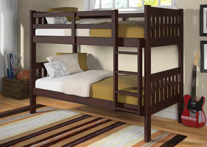 Image for Twin Dark Cappuccino Bunk Bed
