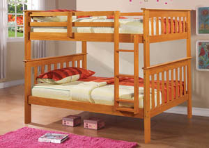 Twin/Twin Honey Mission Bunk Bed w/Ladder