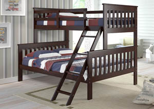 Image for Twin/Full Dark Cappuccino Bunk Bed w/Extended Ladder