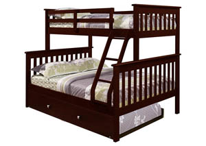 Image for Twin/Full Dark Cappuccino Mission Bunk Bed w/Ladder