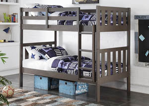 Image for Twin/Twin Slate Gray Wide Mission Bunk Bed w/Ladder