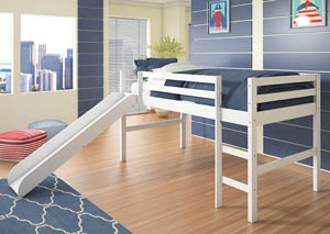 Image for Twin White Low Loft Bed w/Ladder & Slide