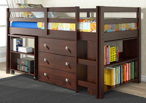 Image for Twin Dark Cappuccino Low Loft Study Bed