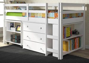 Image for Twin White Low Loft Study Bed