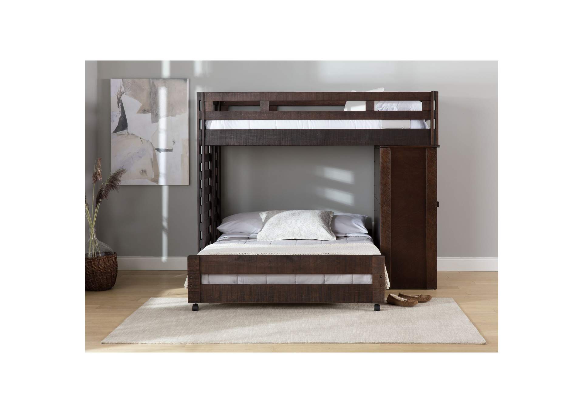 Vista Brown Twin Over Full Basic Loft Bed With Desk,Elements